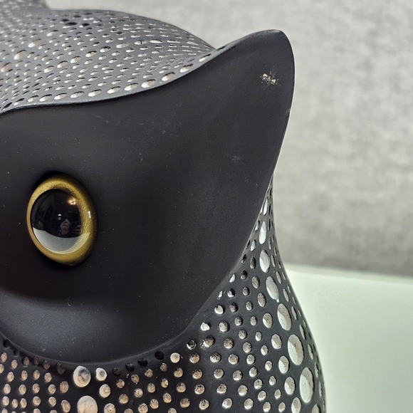 Owl Debossed Resin Figurine‎ Decoration Minimalist Modern Polka Dot Black White - Picture 3 of 11